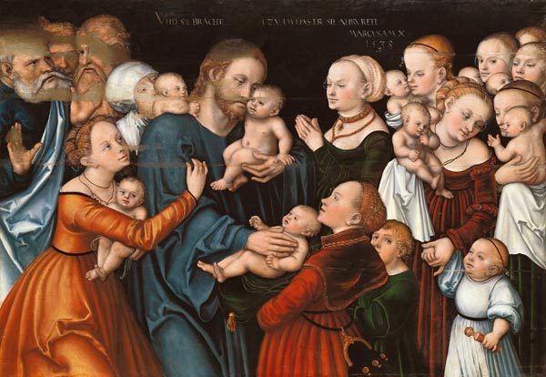 Suffer the Little Children to Come Unto Me de Lucas Cranach el Viejo
