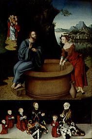 Christ and the Samariterin at the fountain below: de Lucas Cranach el Viejo