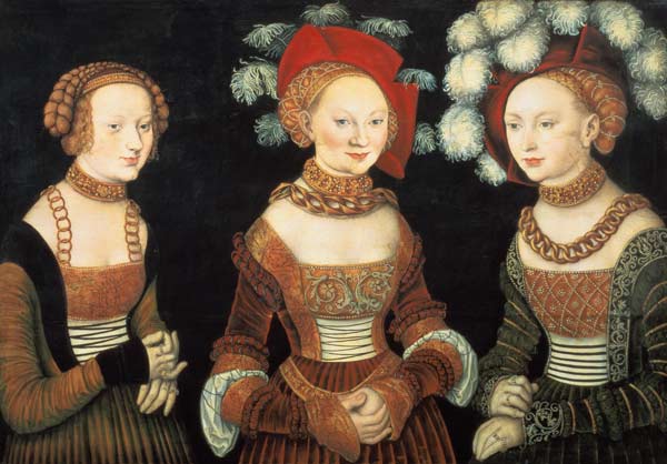Three princesses of Saxony, Sibylla (1515-92), Emilia (1516-91) and Sidonia (1518-75), daughters of de Lucas Cranach el Viejo