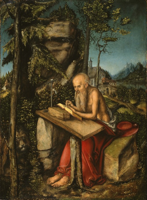 Saint Jerome in a Rocky Landscape de Lucas Cranach el Viejo