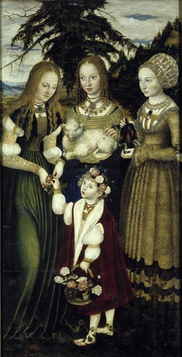 Die Heiligen Dorothea, Agnes und Kunigunde de Lucas Cranach el Viejo