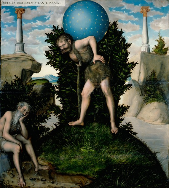 Atlas and Hercules (From The Labours of Hercules) de Lucas Cranach el Viejo