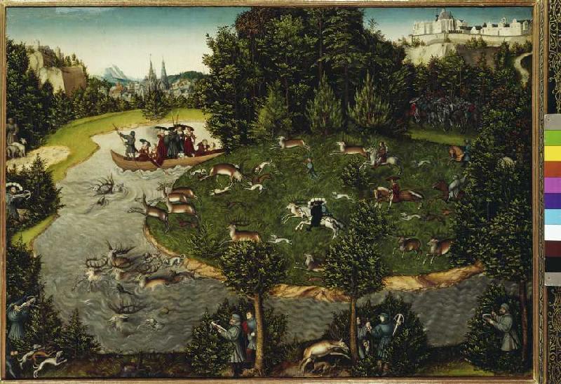 The stag-hunt of the Elector Friedrich reject de Lucas Cranach el Viejo