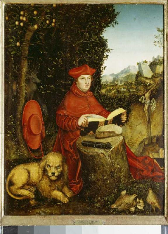 Reading, the St. Hieronymus, in the landscape. de Lucas Cranach el Viejo