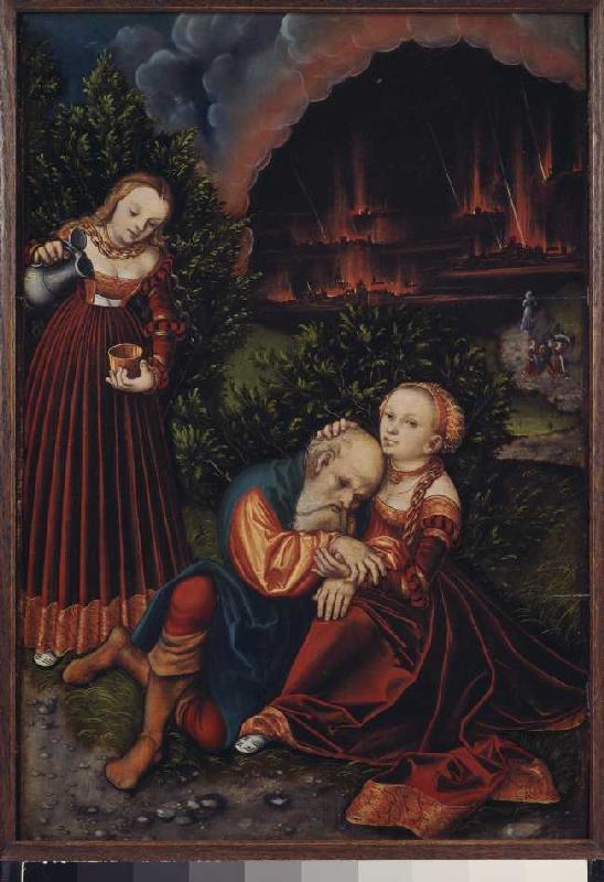 Loth and his daughters de Lucas Cranach el Viejo