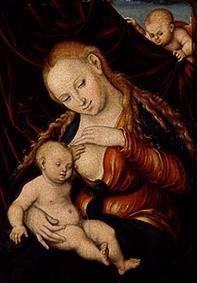 The chest handing to Madonna, the Christ Child. de Lucas Cranach el Viejo