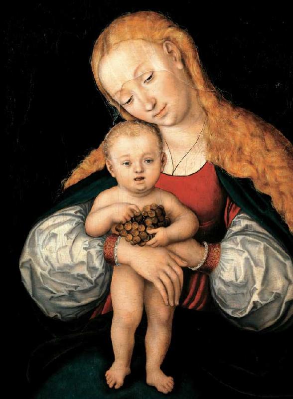 Madonna mit Kind und Trauben de Lucas Cranach el Viejo