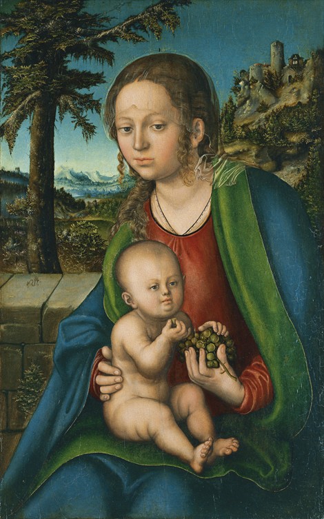 The Virgin with Child with a Bunch Grapes de Lucas Cranach el Viejo