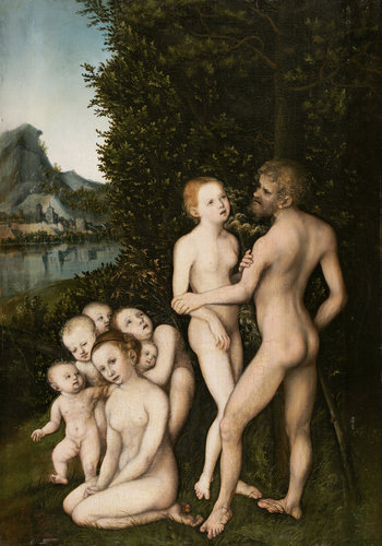 Mythologische Szene (Das Silberne Zeitalter?) de Lucas Cranach el Viejo
