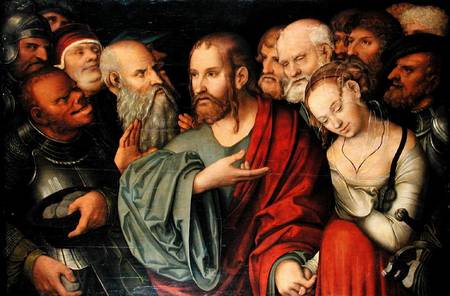 Christ and the Woman taken in Aultery de Lucas Cranach el Jóven