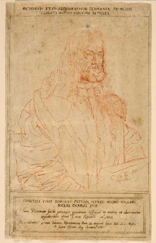 Bildnis Albrecht Dürers (nach Hans Rottenhammers Kopie des Selbstbildnisses auf dem Rosenkranz-Bild  de Lucas Kilian