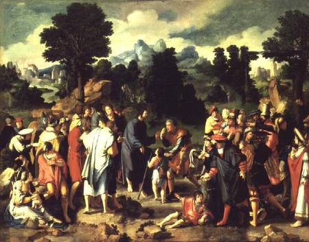 The Healing of the Blind Man of Jericho, central panel of triptych de Lucas van Leyden