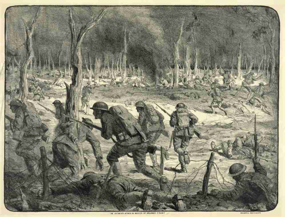 An Infantry Attack in Woods at Argonne Front de Lucien Hector Jonas