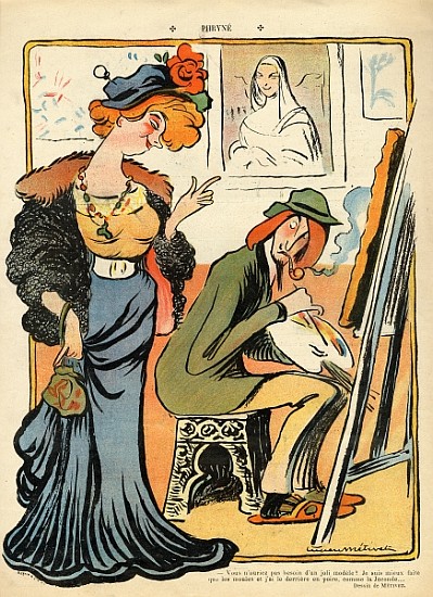 Phryne: caricature of an artist''s model, from the back cover of ''Le Rire'', 23rd February 1907 de Lucien Métivet