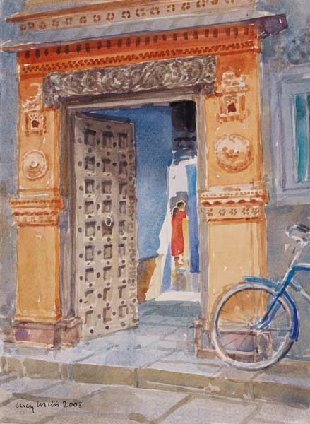 In the Old Town, Bhuj, 2003 (w/c on paper)  de Lucy Willis