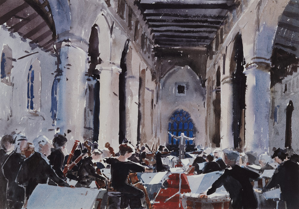 The Overture, St. Mary''s Bridgwater, 1989 (w/c on paper)  de Lucy Willis