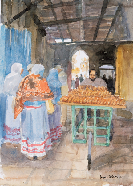 Bagel Seller in the Old City, Jerusalem de Lucy Willis