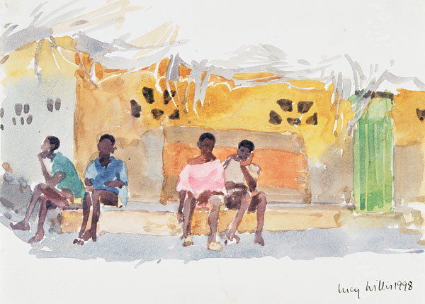 Children Waiting, 1998 (w/c on paper)  de Lucy Willis