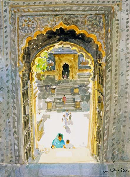 The Maheshwar Temple, 2003 (w/c on paper)  de Lucy Willis