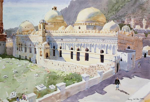 Mosque, Taiz, Yemen, 1990 (w/c on paper)  de Lucy Willis