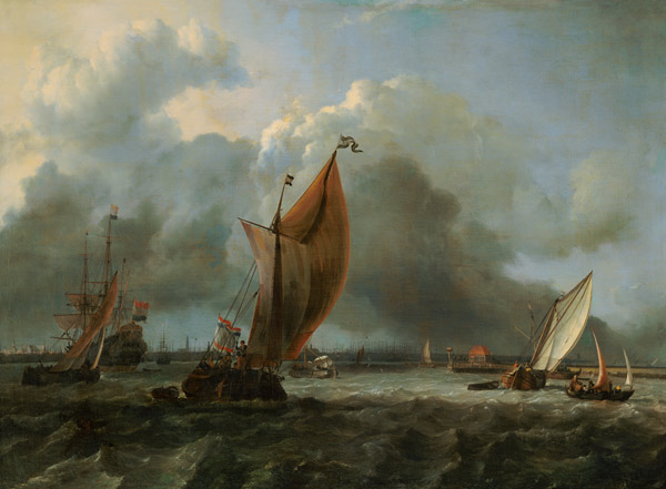 Sailing ships on the river Ij near Amsterdam. de Ludolf Backhuyzen
