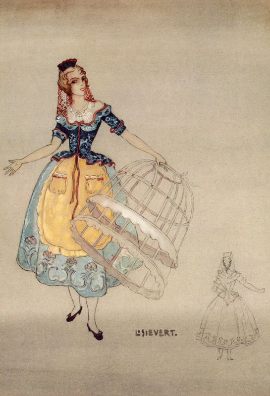 Costume Design for the opera ''The Marriage of Figaro'', by Wolfgang Amadeus Mozart (1756-91) de Ludovico Sievert