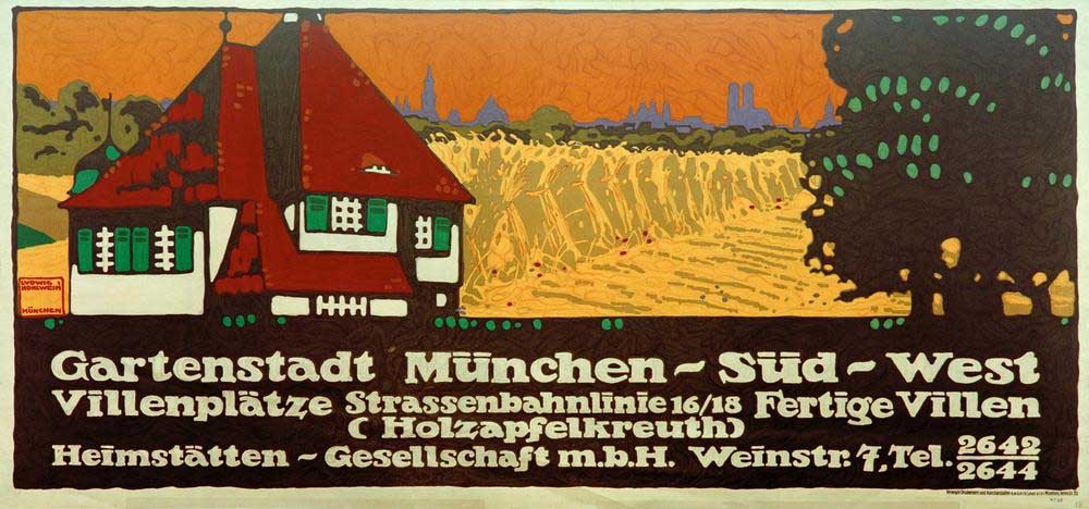 Garden City Munich-South-West / Villa Places / Tram Line 16/18 / Finished Villas (Holzapfelkreuth) / de Ludwig Hohlwein
