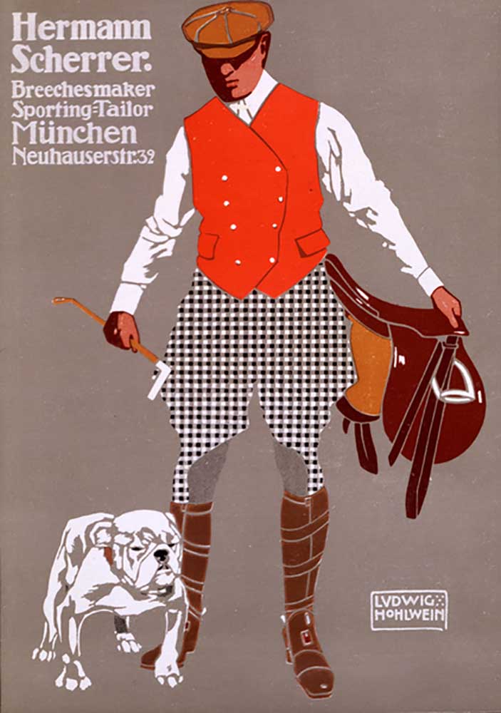 Advertisement for  Hermann Scherrer, Sporting Tailor, 1927 de Ludwig Hohlwein