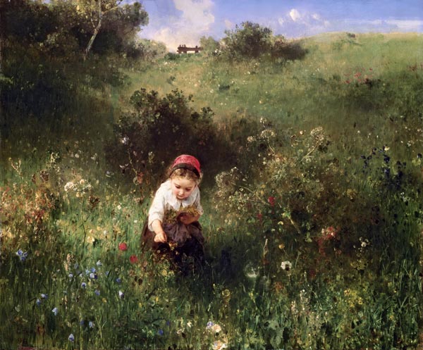A Young Girl in a Field de Ludwig Knaus