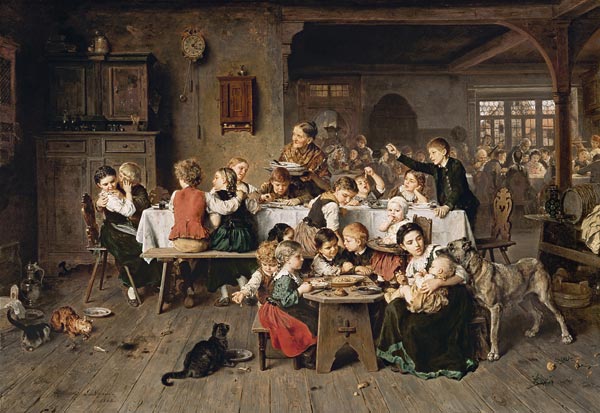 A children's party (the children's table) de Ludwig Knaus