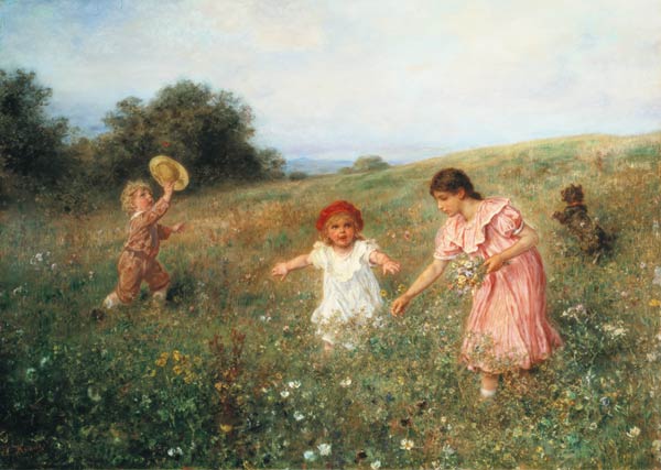 In the spring meadow de Ludwig Knaus