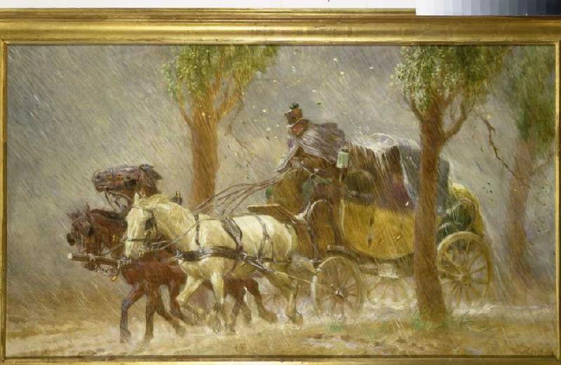 Mail coach in the rain de Ludwig Koch