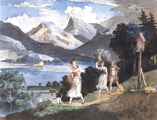 The Fuschsee with the sheep mountain in the salt c de Ludwig Richter