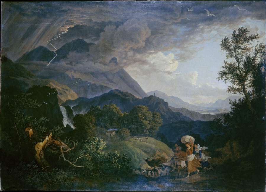 Thunderstrom over Monte Scalambra near Olevano in the Sabine Mountains de Ludwig Richter