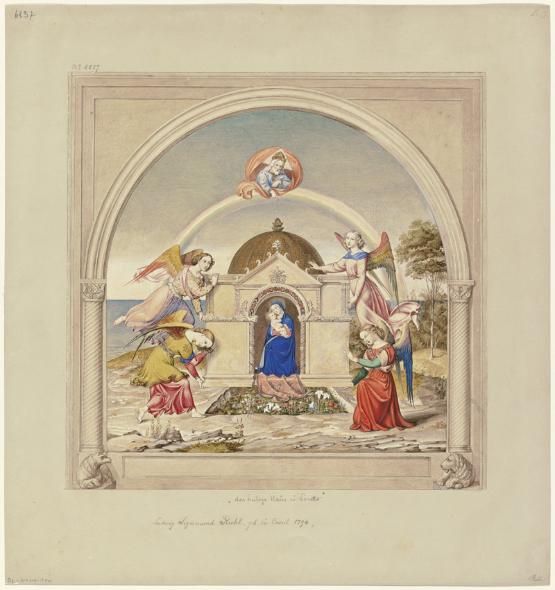 Engel tragen das Haus der Heiligen Familie von Nazareth nach Loreto de Ludwig Sigismund Ruhl