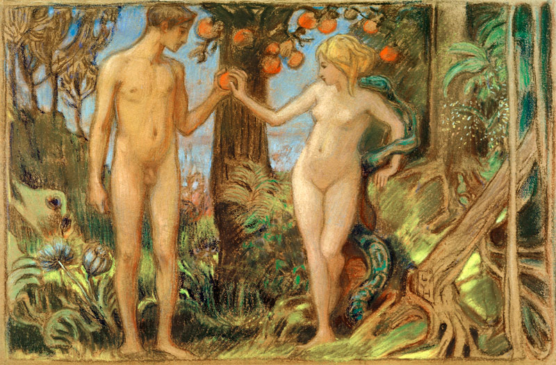 Adam und Eva beim Baum der Erkenntnis de Ludwig von Hofmann