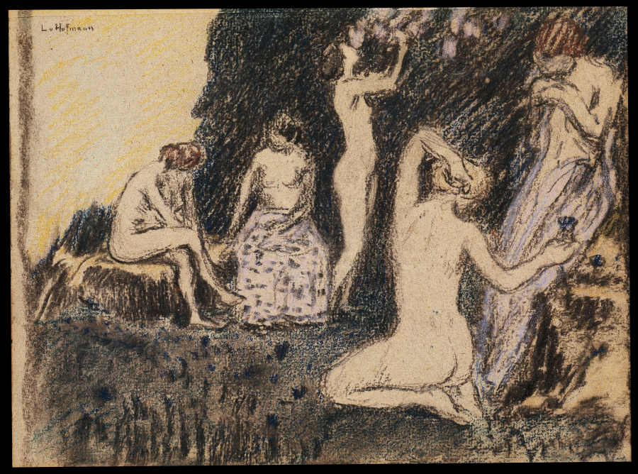 Landschaft mit fünf nackten Frauen de Ludwig von Hofmann