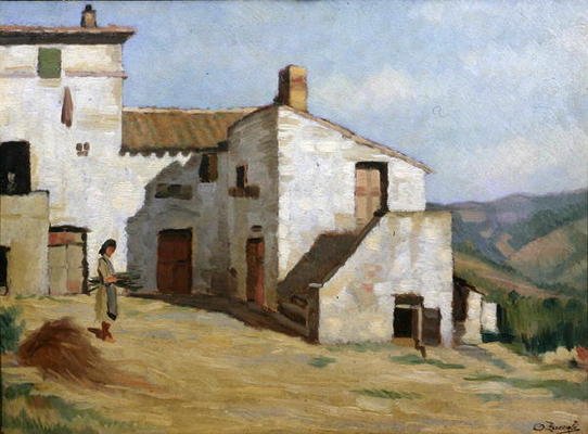 Peasant woman on the farm (oil on canvas) de Luigi Zuccoli