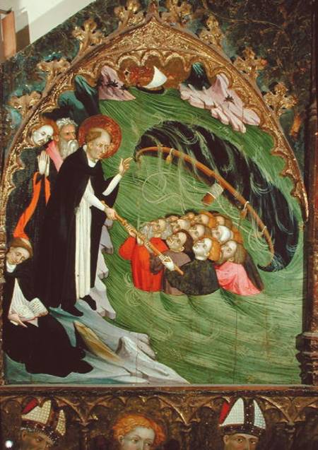 Santo Doménico salva pescadores de ahogarse (detalle de panel de altar de Santo Doménico). de Luis Borrassá