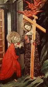Jesús aparece frente a San Pedro. Panel del altar de Pedro de Tarrassa de Luis Borrassá