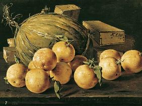 Still Life of Oranges, Melons and Boxes of Sweets