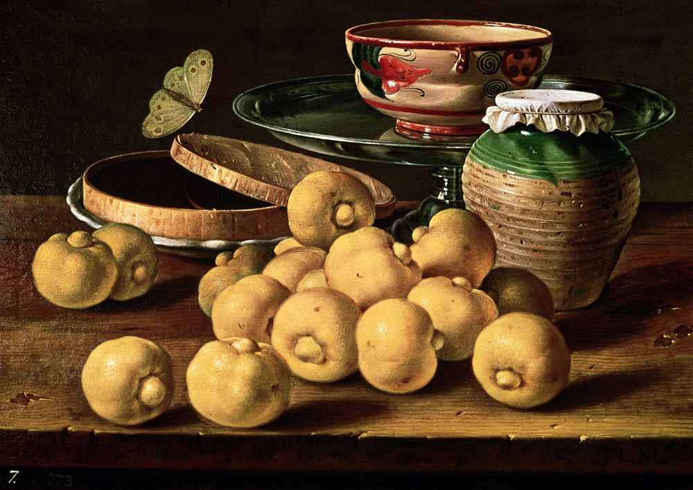 Still life with limes, jam pot and butterfly de Luis Egidio Melendez