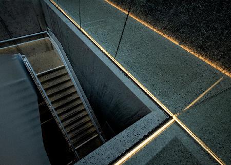warm light in a cold staircase