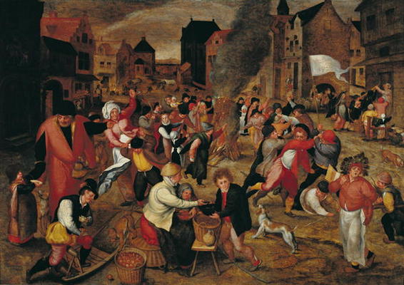 The Fires of St. Martin (oil on panel) de Maerten van Cleve