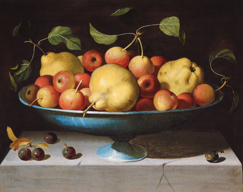 bol de frutas con manzanas y peras de Maestro della Fruttiera