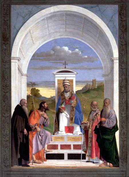 Saint Peter surrounded by four saints de Marco Basaiti
