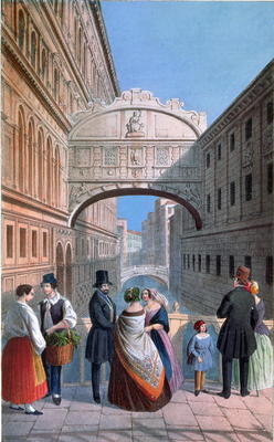 The Bridge of Sighs, Venice, engraved by Brizeghel (litho) de Marco Moro