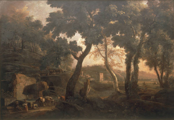 M.Ricci / Landscape with Horses / c.1720 de Marco Ricci
