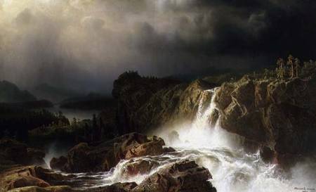 Rocky Landscape with Waterfall in Smaland de Marcus Larson