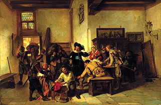 Soldiers loot an inn. de Mari Johann M.Henri Ten Kate